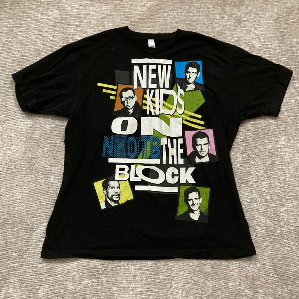 New Kids On The Block T Shirt Large NKOTB Black Graphic Tee Boy Band Retro